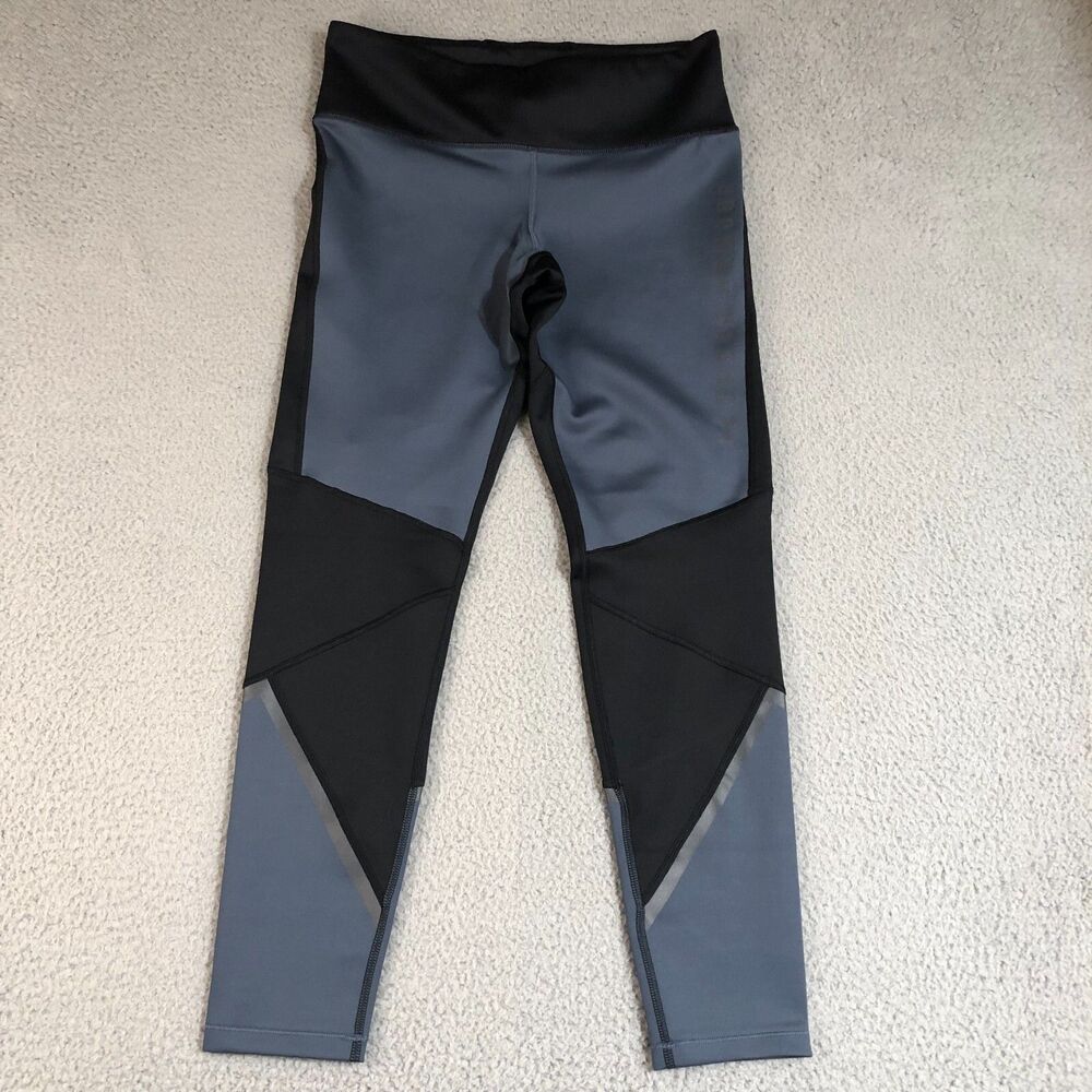 Under Armour Leggings Women Large Black Gray Compression Logo Spell Out Yoga Gym